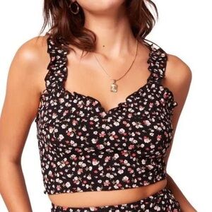 BOG‎ Collective NWT size Small Floral Ruffle Trim Crop Top